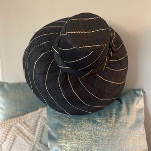 Black/Tan Pinstripe Straw Hat